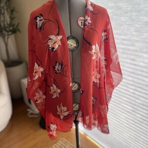 Floral Red Sheer Kimono